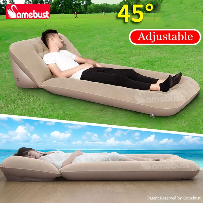 inflatable flocking sofa sigle foldable bed mattress for home or outdoor use relaxing airbed adjustable inflatable mat patent reserved Product details 2