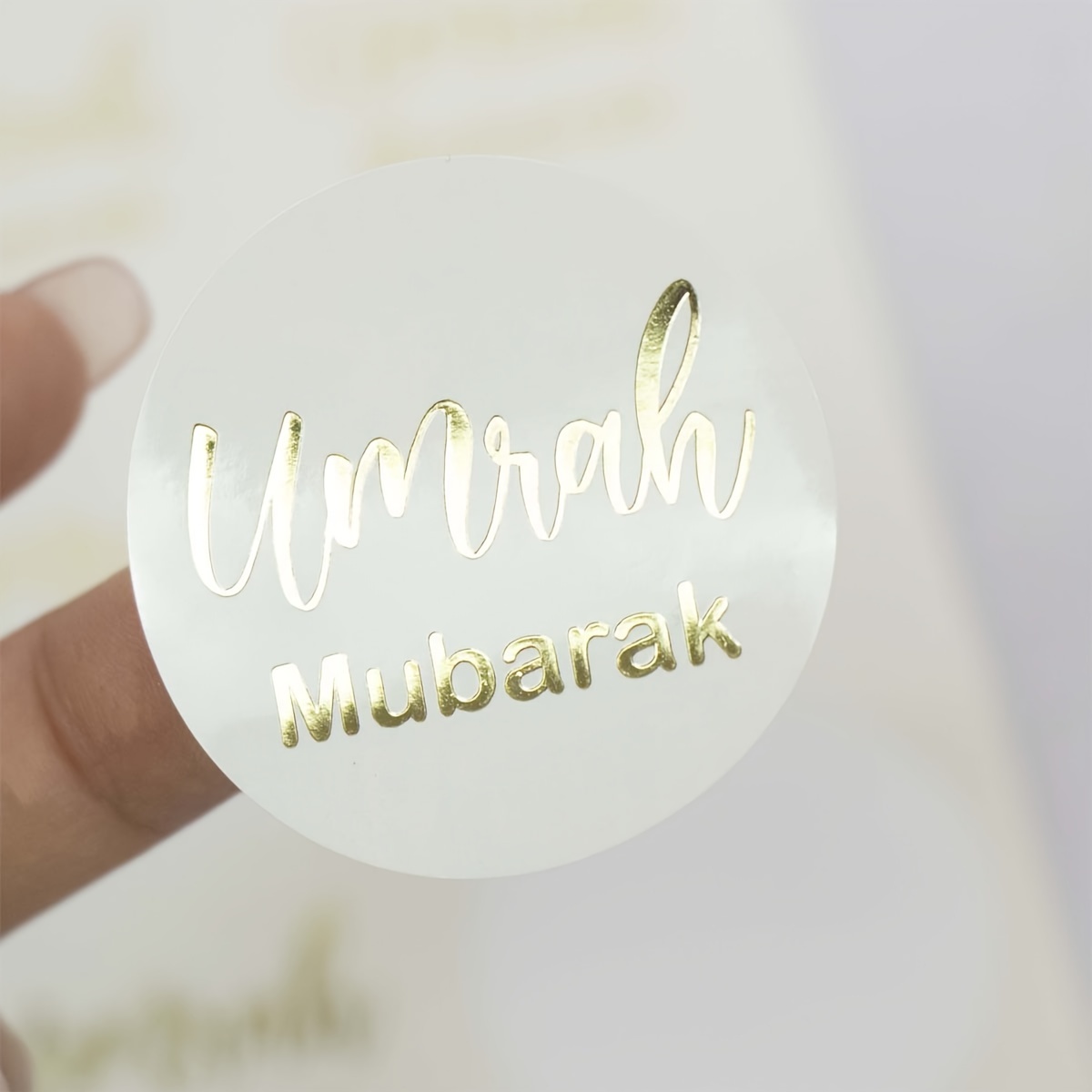 

1pc, 10 /sheet, Hot Stamping Umrah Stickers, Ramadan Party Decoration, Ramadan Gift Packaging Sealing Stickers, Eid Party Decoration Supplies