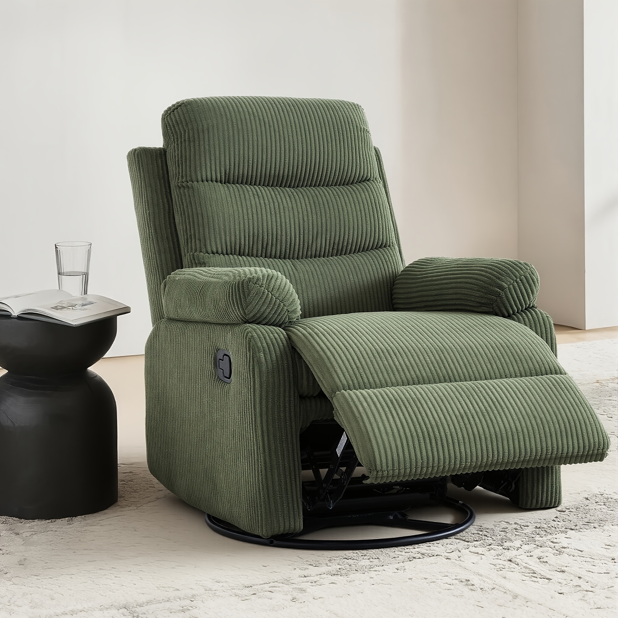 corduroy recliner swivel rocker rcliner soft   chair   bearing capacity ideal for living room bedroom home theater