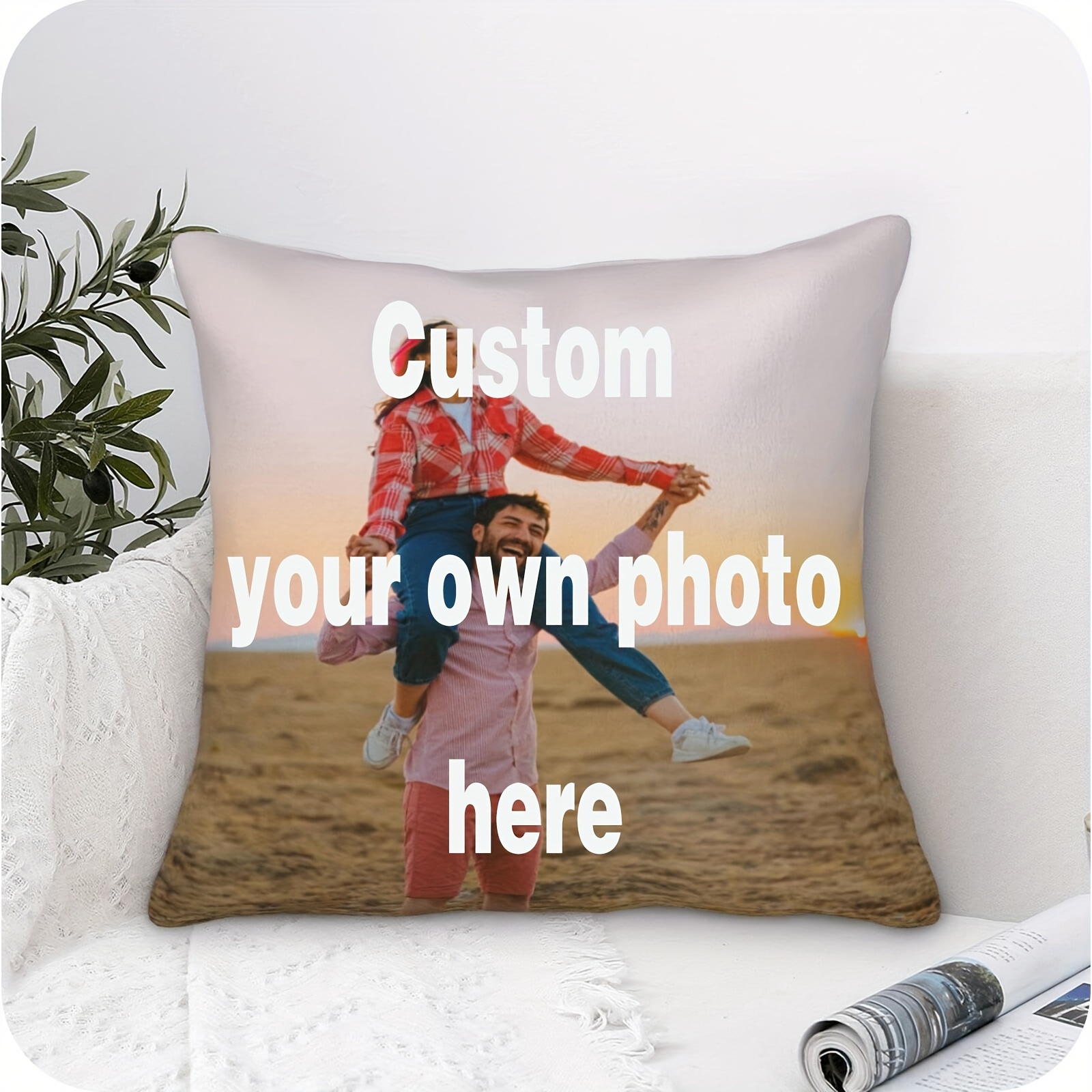 

1pc Pillow Cover Personalized Single-sided Printed Throw Pillow With Custom Photo, Cushion With Insert With Custom Wedding Pictures, Gift For Lovers On Valentine's Day Wedding Anniversary