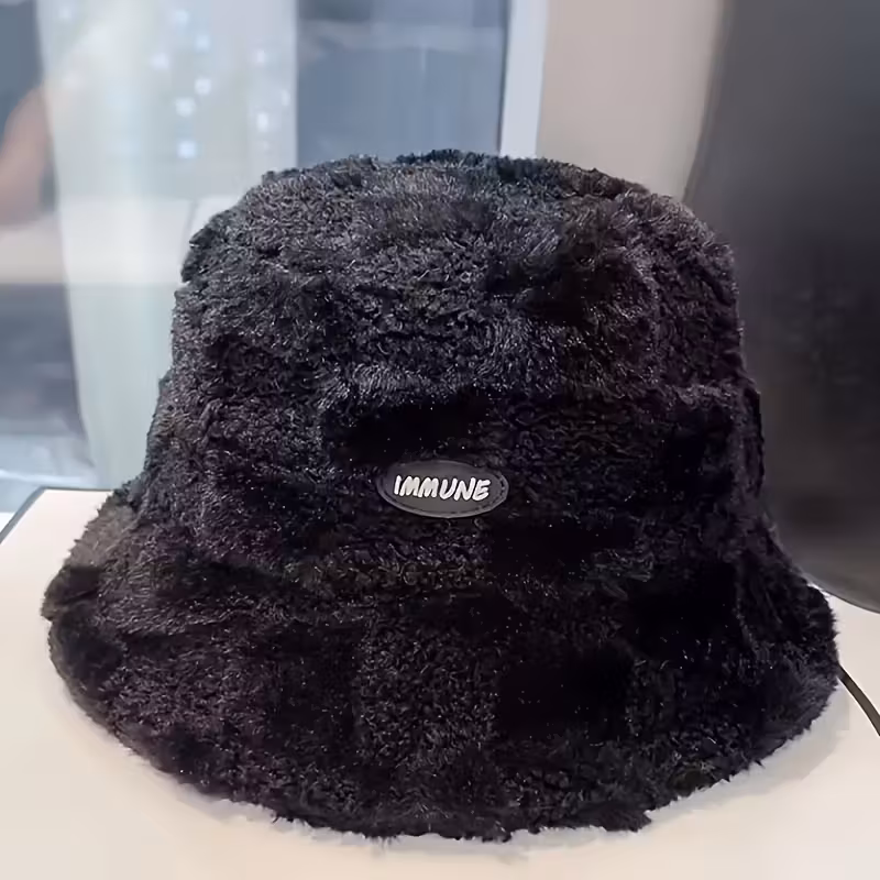 thickened and flannel style unisex trendy versatile sunshade bucket hat with plaid pattern sun hat for christmas new year gift Product details 3