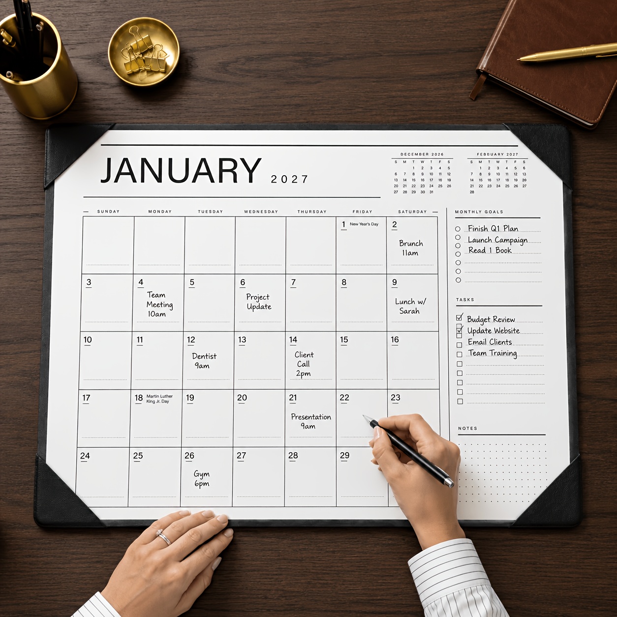 TEMU ADUN Bureaukalender & Bureauonderlegger 2027-2028 - 22"x17" Bureaukalender Geschikt voor Thuis & Kantoor, 18-Maanden Maandplanner met Gedateerde
