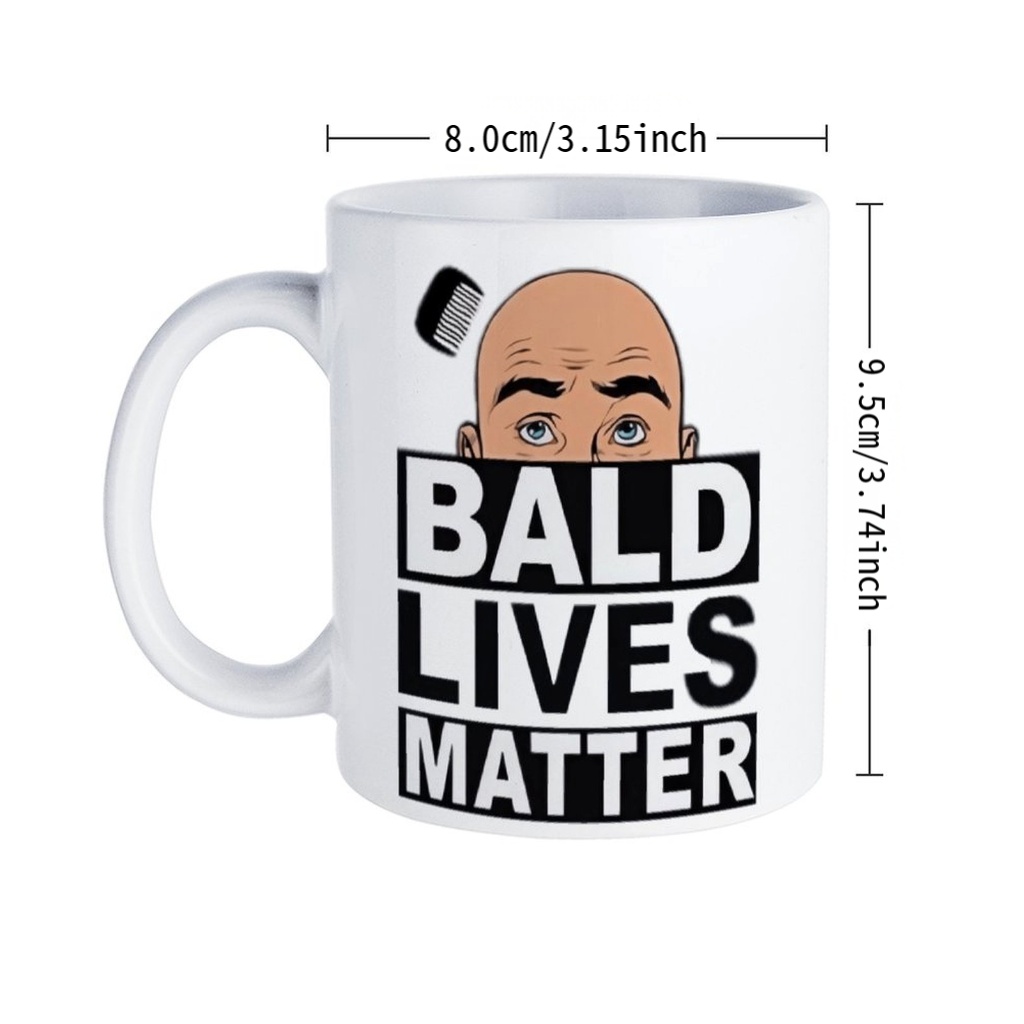 1pc bald lives   funny coffee mug text cartoon design cup for men women leak proof ceramic cup with bald lives   slogan birthday fathers day mothers day gift for     humor durable drinkware 11oz 330ml 13