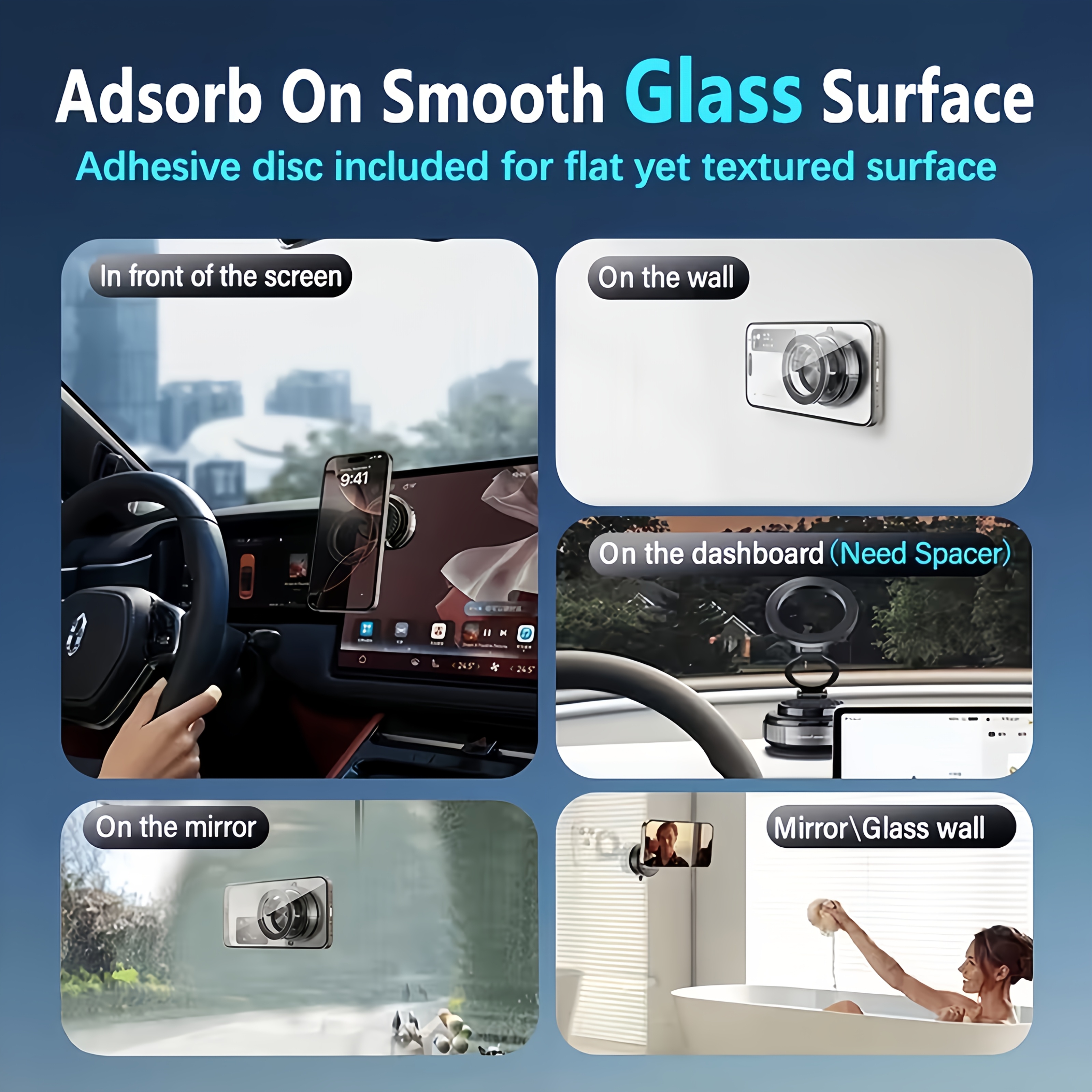 360° Rotating Phone Holder, Foldable Retractable Car Mount, Strong Suction Vacuum Base, Compatible with All Phone Models