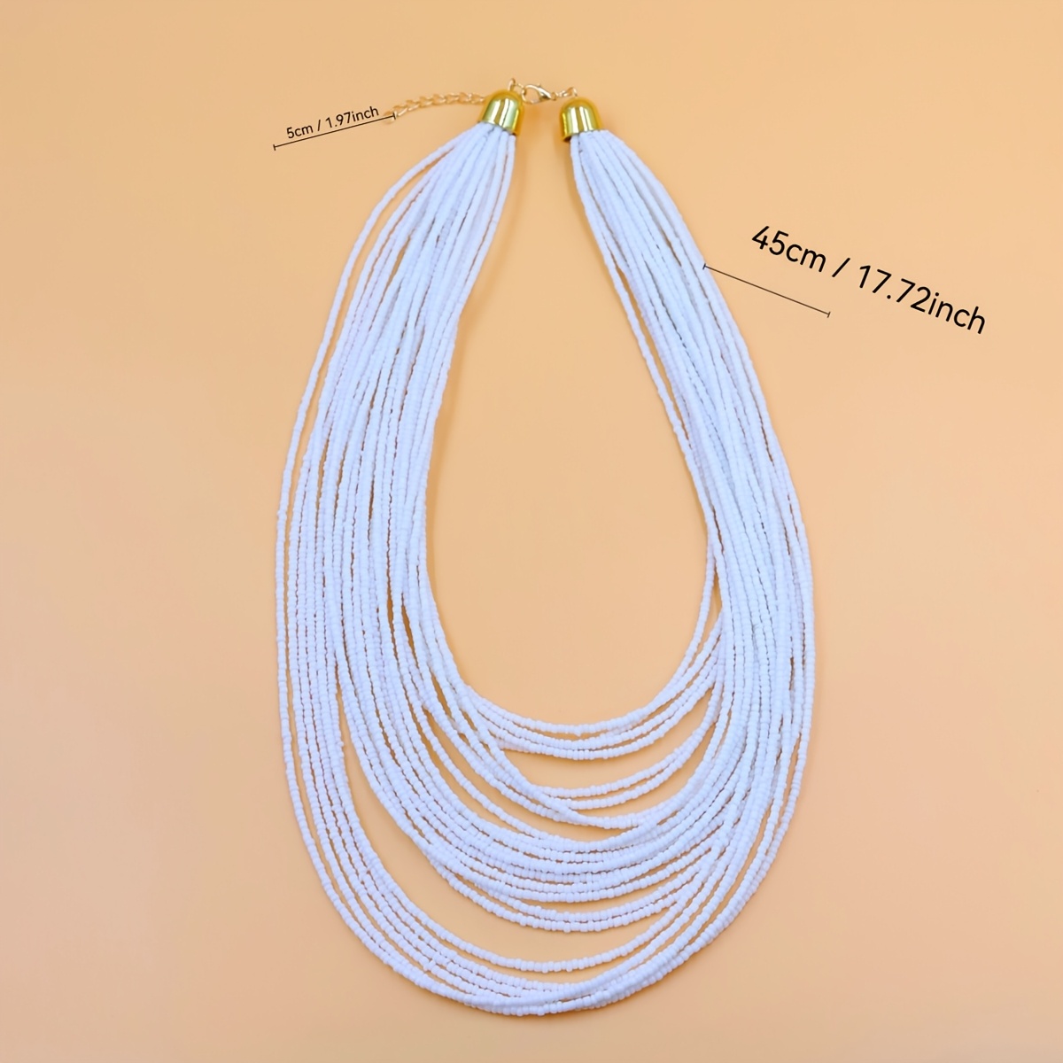 Boho Style Multilayer Beaded Pendant Necklace Vibrant Orange