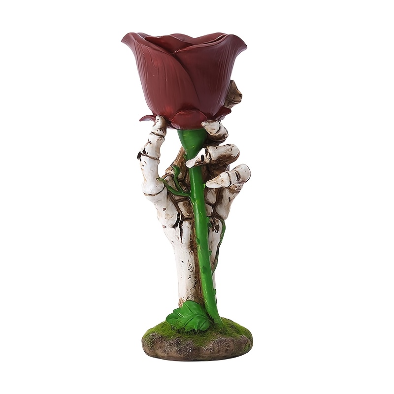 TEMU 1pc Rose Hand Bone Candle Holder, Romantic Candlestick Holder, Scary Candle Holders, Mysterious Love Themed Skeleton Hand Candle Holder Stand,