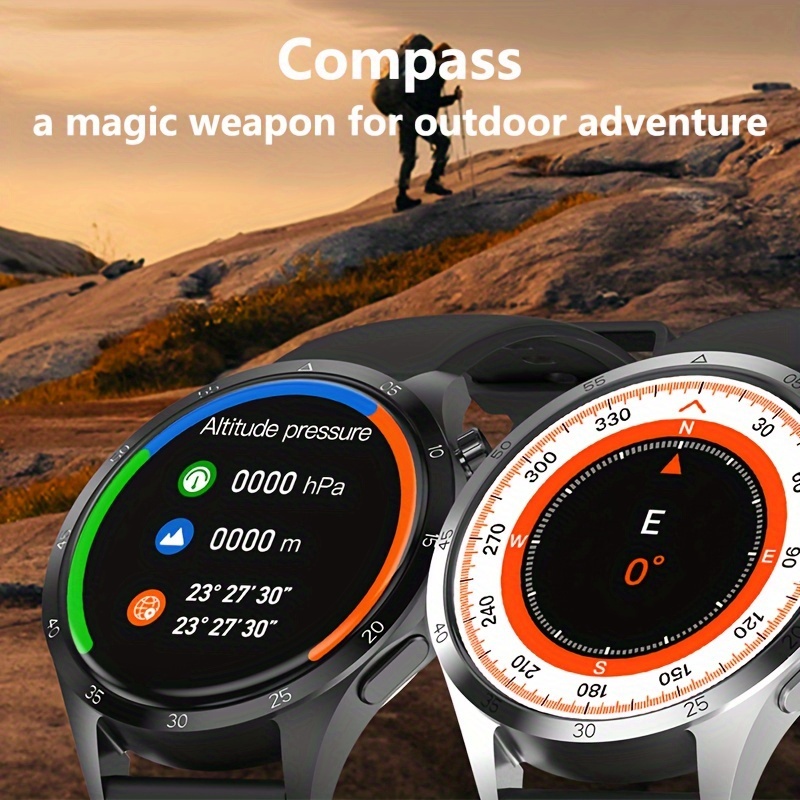 NFC Smart Watch For Men, GPS Motion Trajectory AMOLED 360*360 HD Screen, AI Voice Wireless Call, Compass Sport Fitness Tracker Smart Watches_voghion.com