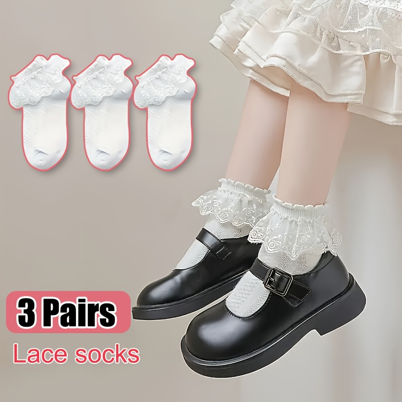 E-shop 3 Paar Mädchensocken mit Spitzenbesatz