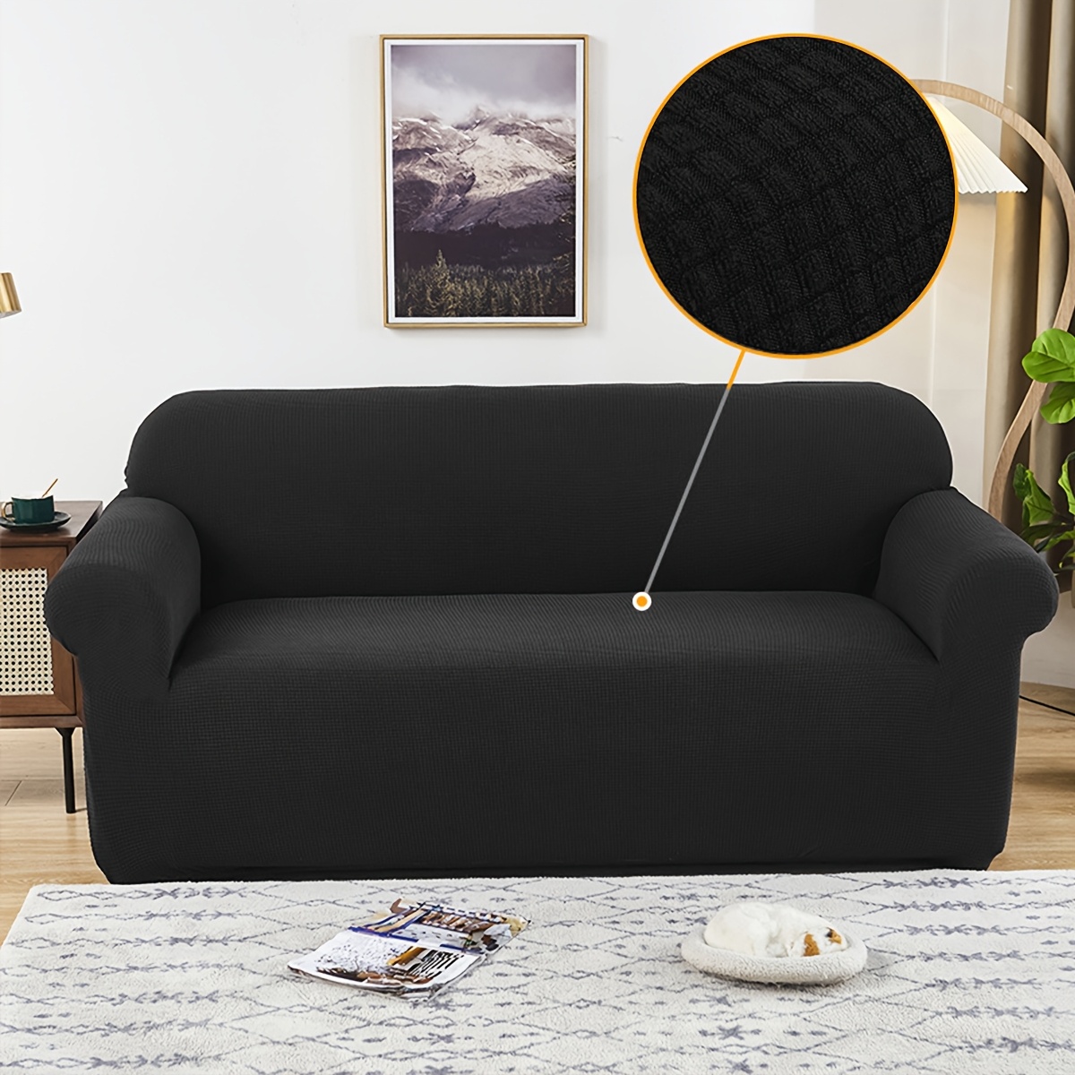 TEMU Housse de Canapé Épaisse en Jacquard Extensible, Couvre-Canapé Complet pour Salon avec Accoudoirs, Protège-Canapé Élastique -Poussière, Housse