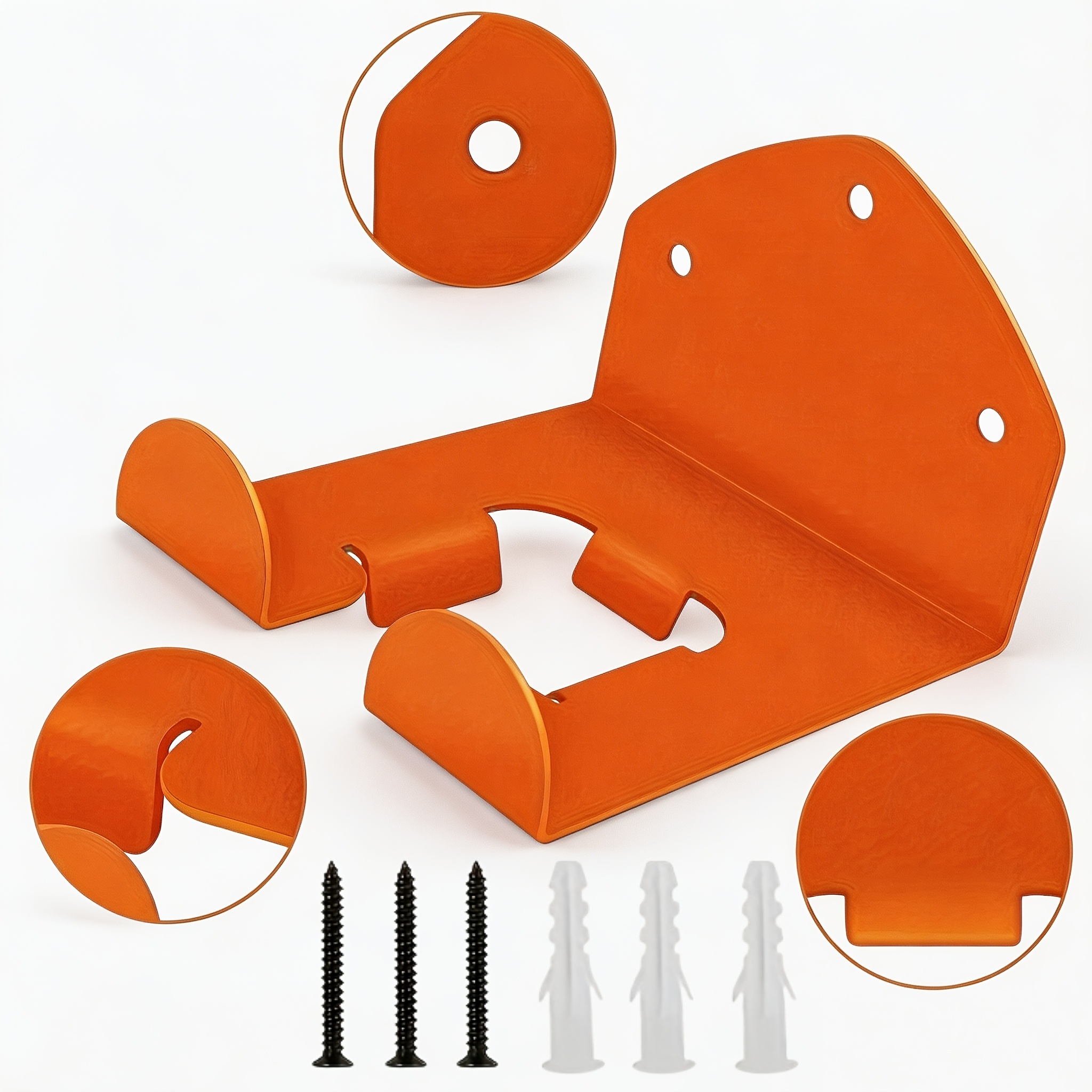 Image of A Set Of Orange, Easy-to-install Garage Wall-mounted Lawn Mower Racks, Bossfry Storage Racks, With Hooks For Organizing Lawn And Hedge Trimming Tools, And Halloween And Christmas Gifts