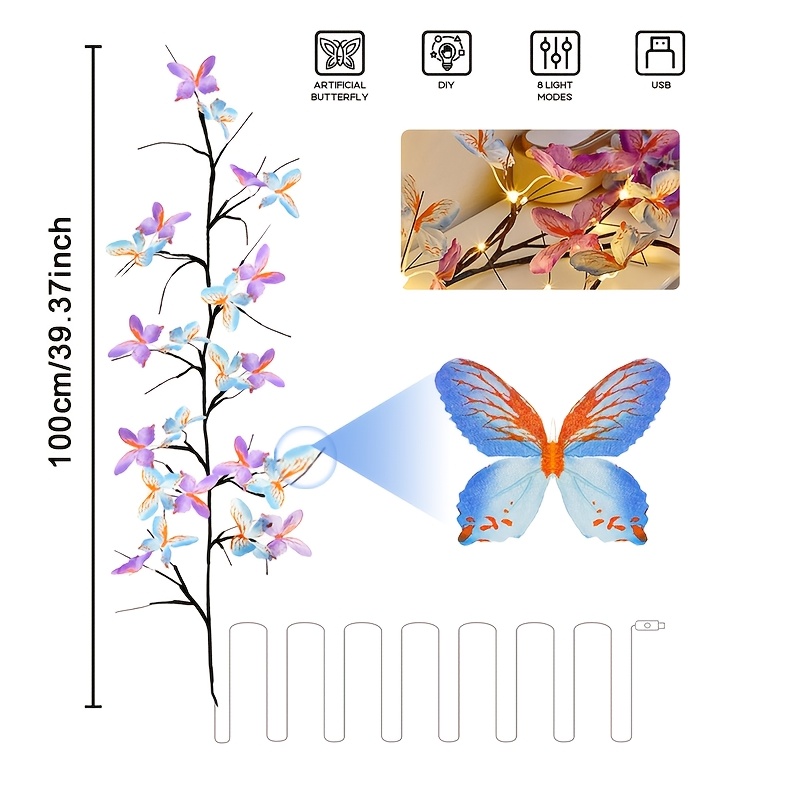 Butterfly Branch Light, USB Control Indoor Outdoor String Light