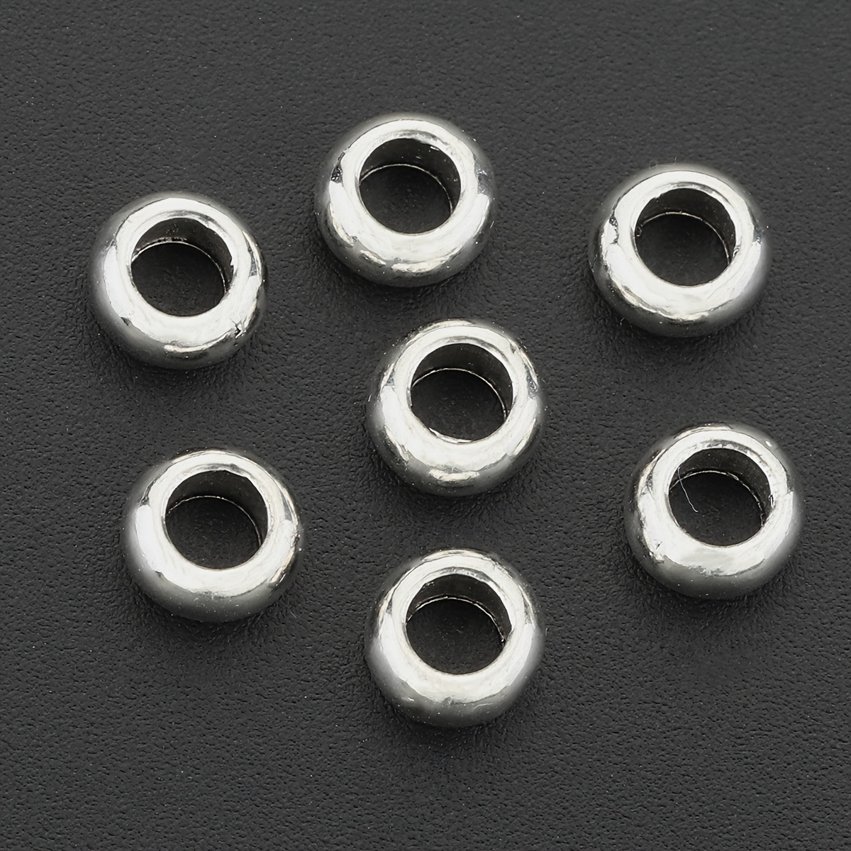 E-shop 100 Stück Glattes Rad Großloch Abstandshalter Perlen Vintage Legierung Vintage Runde Hohle Großloch Gerade Lose Abstandshalter Perlen Gerades