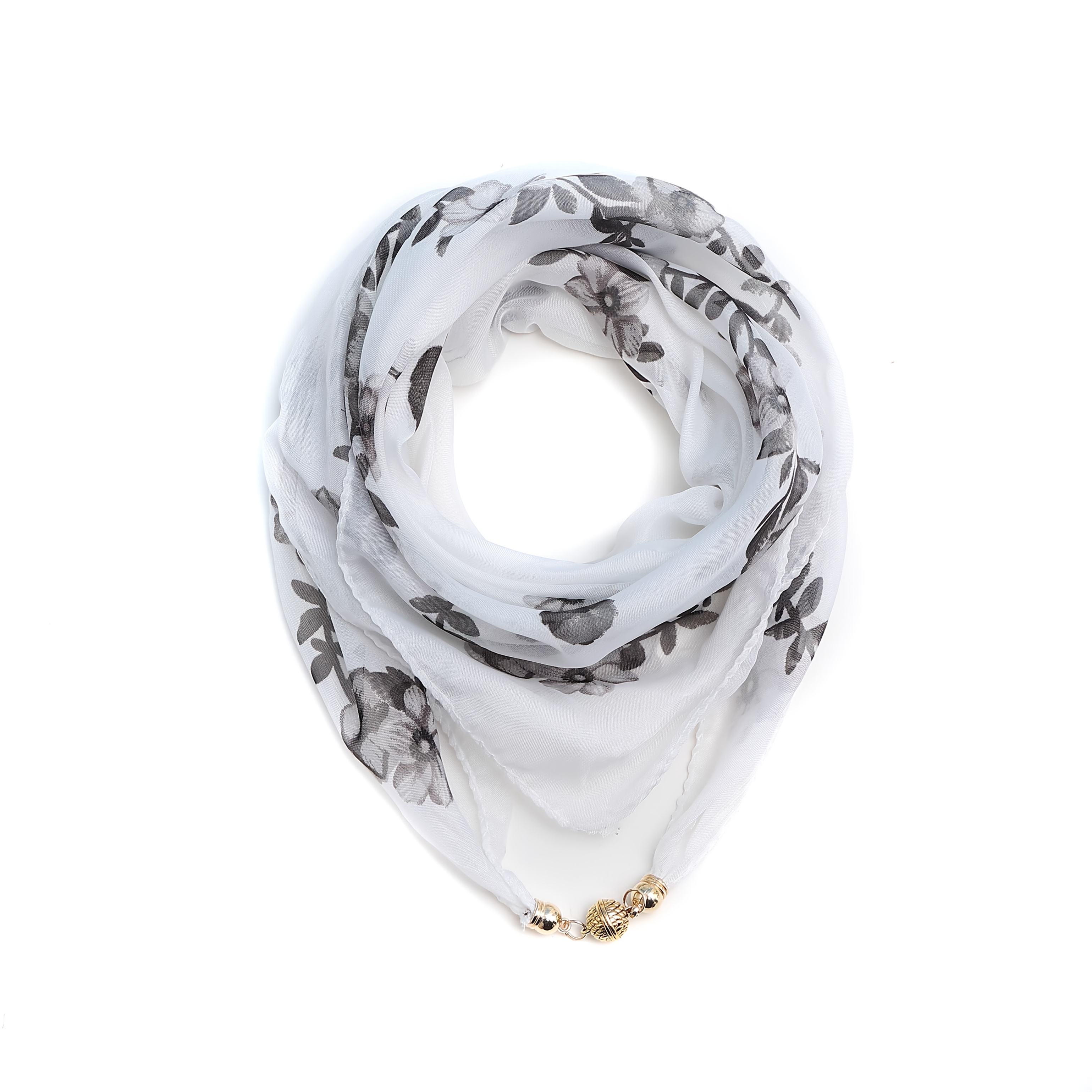 Image of 1/2 Fashion Floral Pattern Scarves With Magnetic , Not Easy To Fall Off, Multiple Colors , Lightweight And Breathable, Suitable For Beach Parties, Essential For