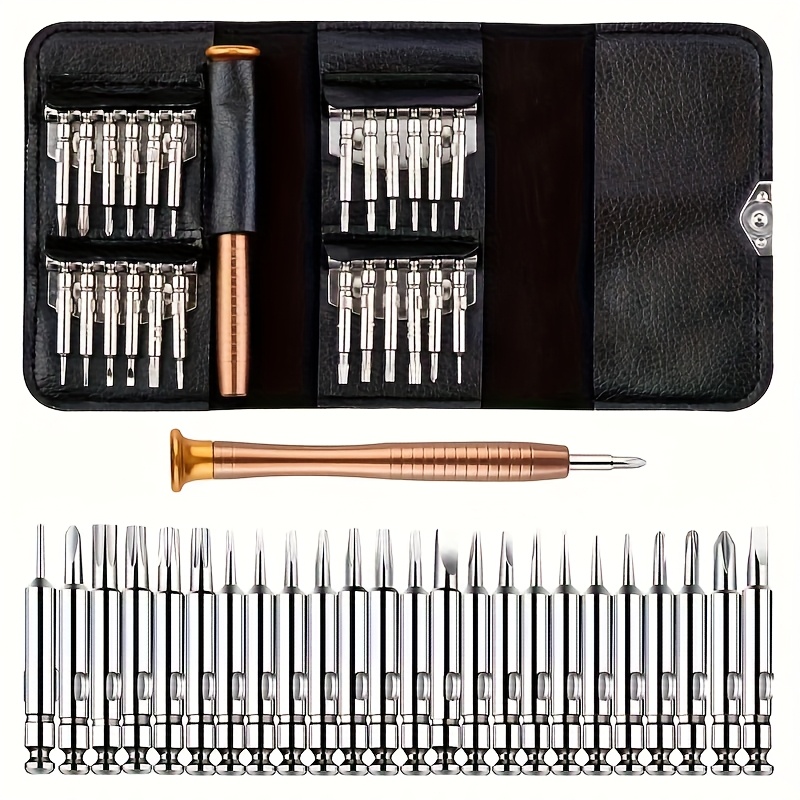 E-shop 25-in-1 Schraubendreher-Werkzeugset Tasche Tragbares Reparaturwerkzeug für Brillen und Uhren