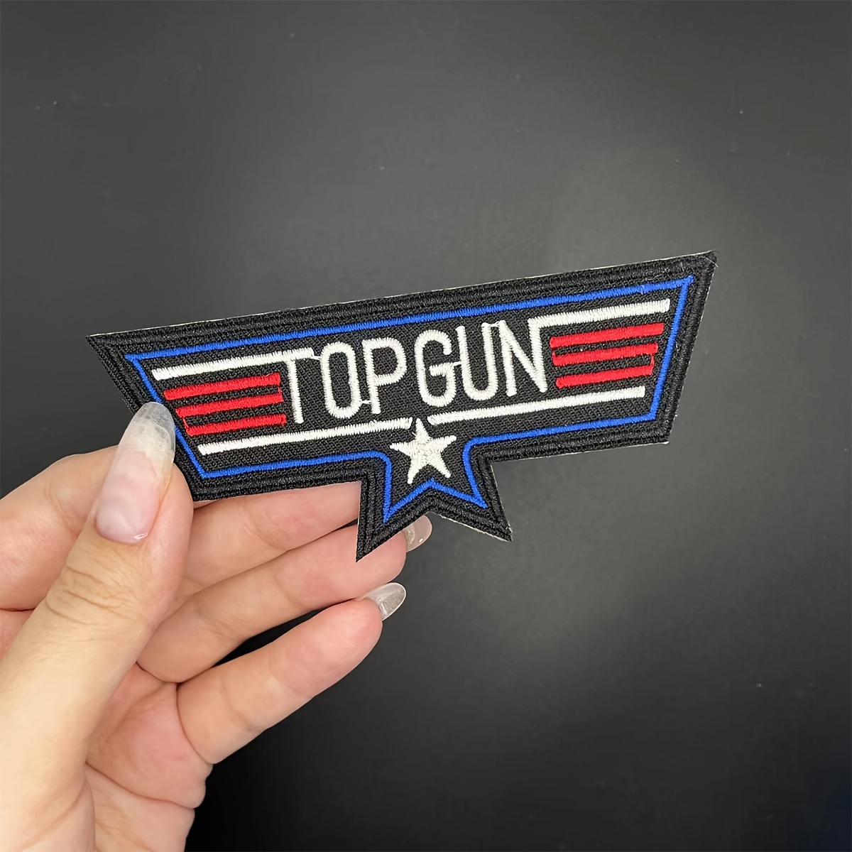 

1pc Top Gun Embroidery Applique Patch, Iron-on Patch For Hats & Jackets