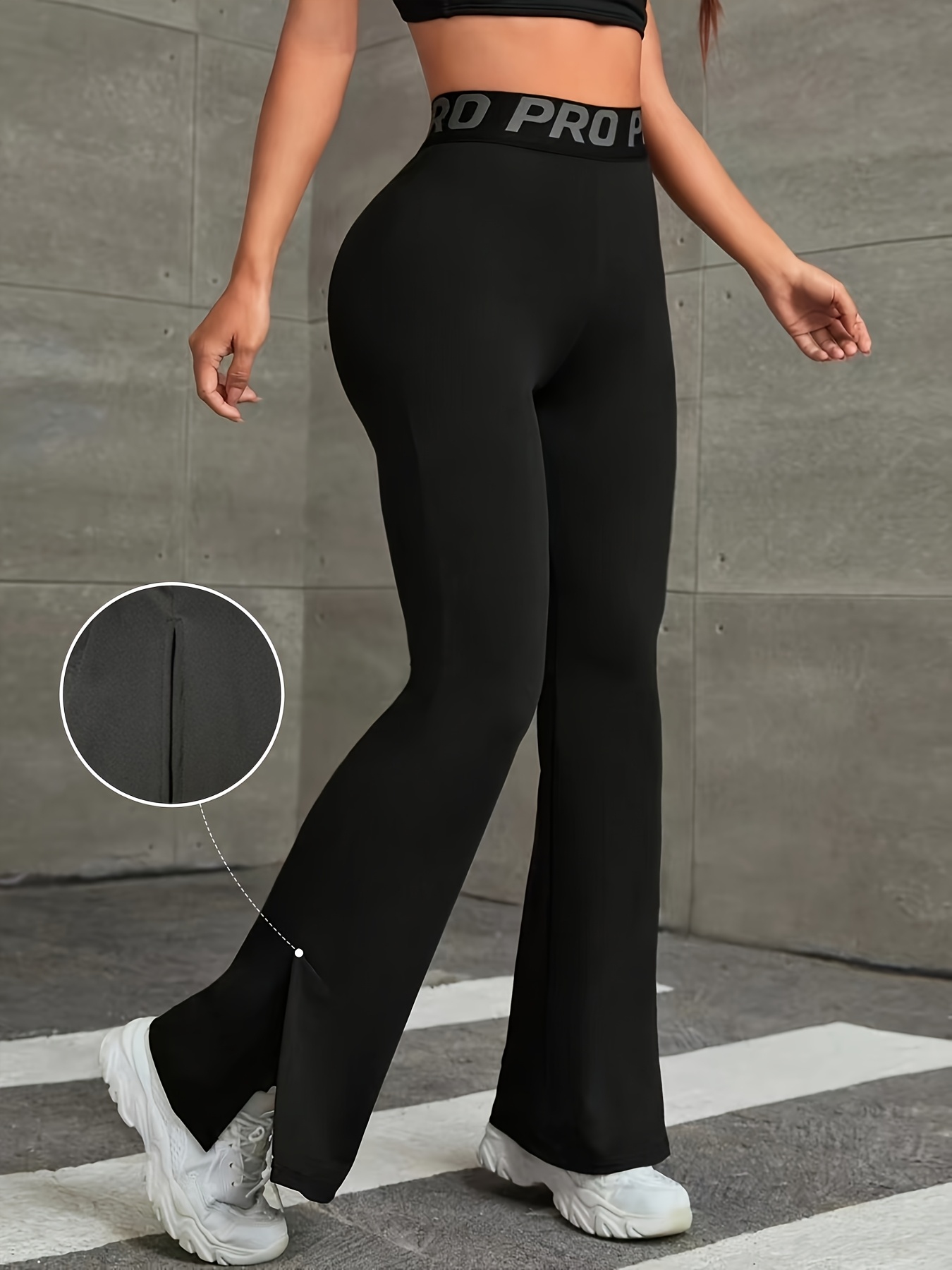 pantalon yoga évasé taille haute femmes pantalon à ourlet Temu