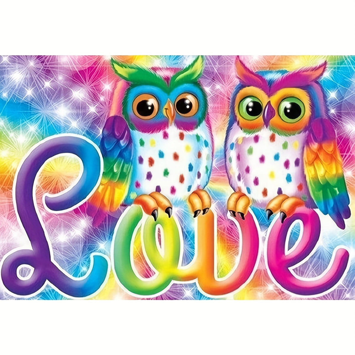 

1pc Colorful Owl Pattern Rhinestone Painting Set, 5d Diy Acrylic Full Round Rhinestone Inlaid Painting Paint By Numbers, Handmade Set, Holiday Party Decorations, Wall Art Painting