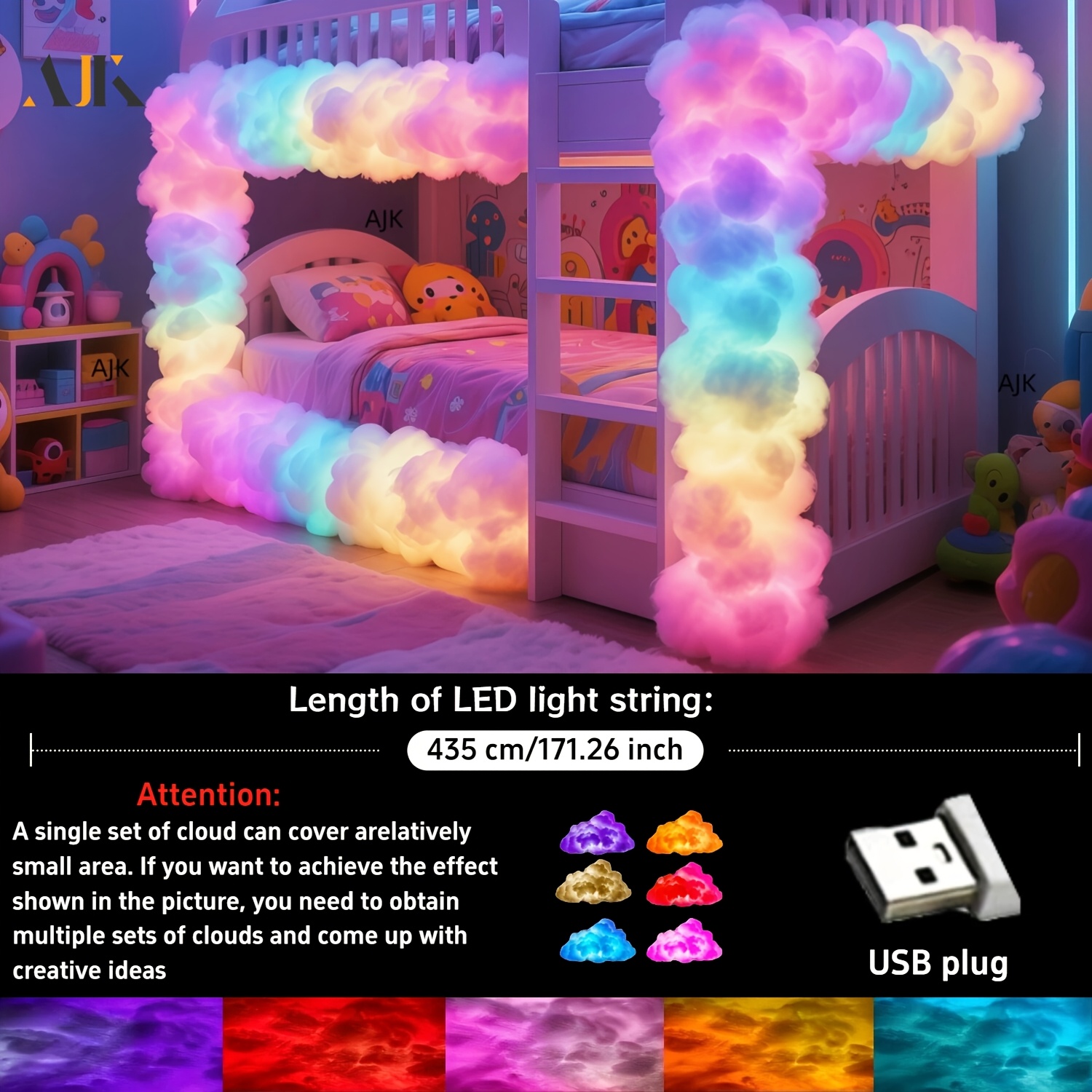 TEMU Ajk 2026 New 3d Bed Led Light, Color-adjustable And Shape. For Living Room/bedroom/gaming Room/garage/club/party Decoration And Lighting.