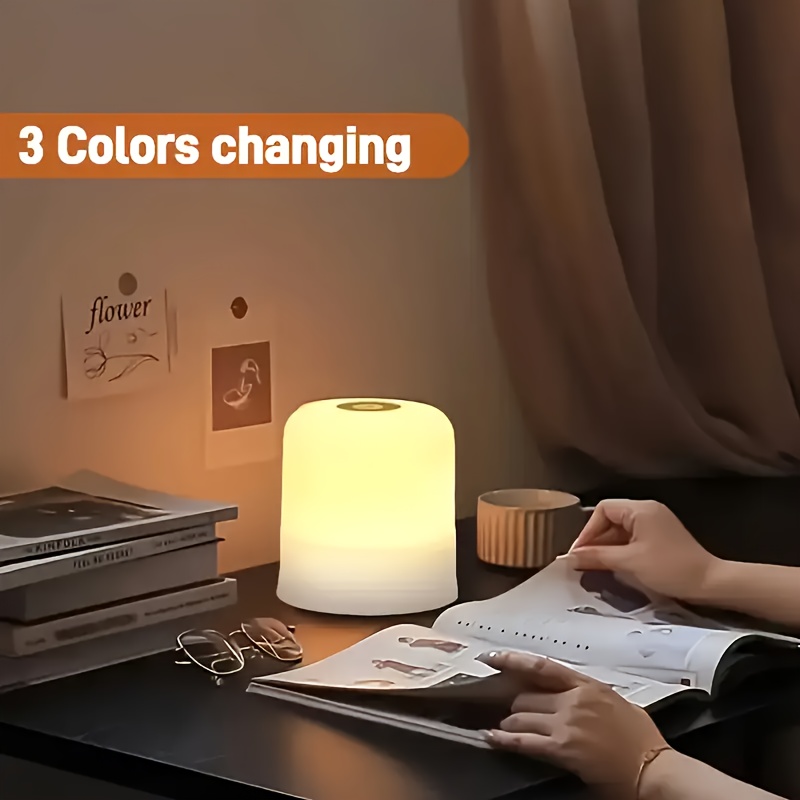 1 Докосване-активирана LED лампа за нощно шкафче, с 3 режима на LED нощна светлина, сензорно управление, USB зареждане, очната светлина, преносима настолна осветителна лампа, подходяща за различни стаи, идеален избор за сън