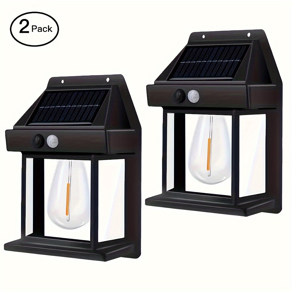 TEMU 2pcs Led Solar Lights Outdoor, Dusk To Dawn Solar Wall Sconce Motion Sensor, Ip65 Waterproof, 3 Lighting Solar Security Wall Lantern Light
