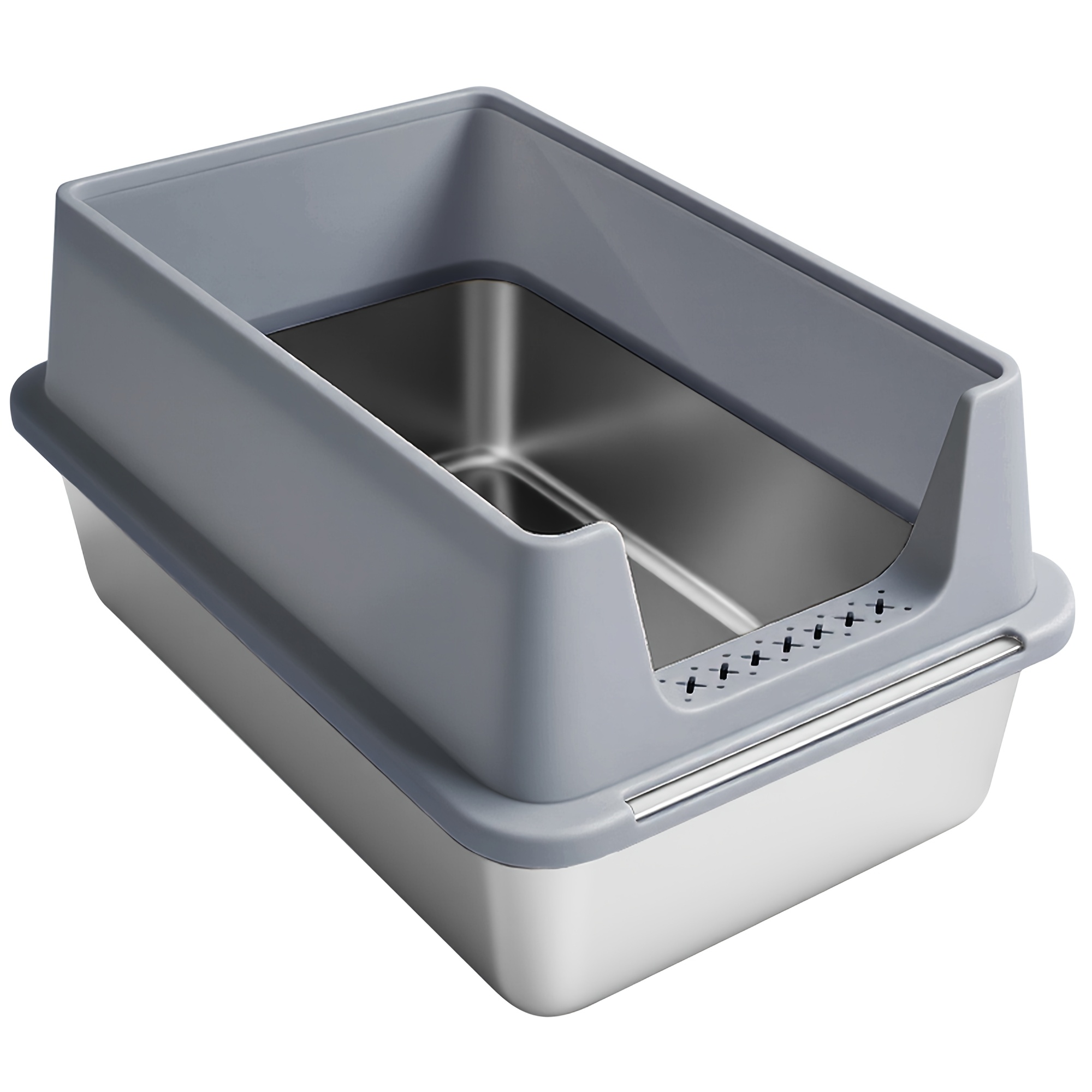 TEMU Bandeja para Arena de Gatos de Acero Inoxidable, Bandeja XXL de Gran Capacidad para Arena de Gatos de Metal, de Arena para Gatos con Lados Altos