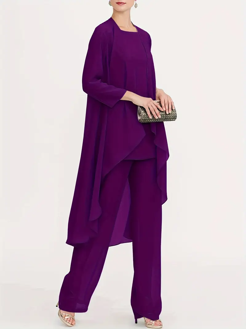 chiffon mother bride pant suits 3pcs wedding formal outfit - Temu chiffon mother bride pant suits 3pcs wedding formal outfit - Temu