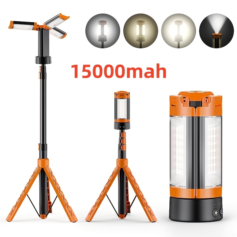 TEMU Auxtur Portable Camping Light With 73.2" Stand, Rechargeable 3200lumen Camping Lamp, 15000/20000mah High-capacity Battery, Tent Lights For