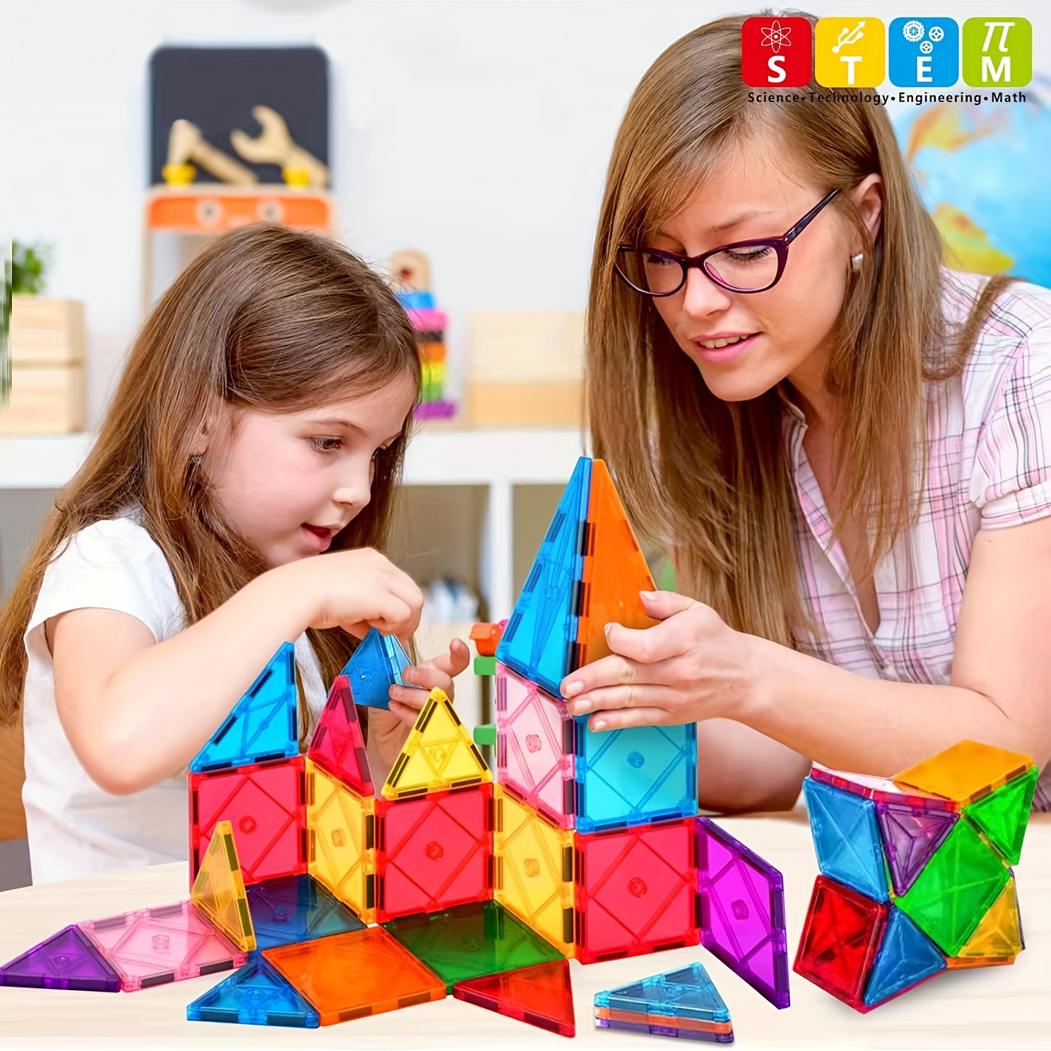 Image of Magnetic Tile Block Toys, Suitable For Boys And Girls Over 3 Years Old, Sensory Stem Educational Toys And Games For Preschool Learning, Creative Birthday Gifts For Children.