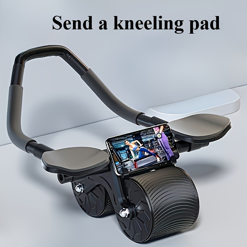 TEMU Black Automatic Rebound Abdominal Roller, With Knee Pad And Non-slip Base, Heavy-duty Structure Home Fitness Equipment, Compatible With Remote