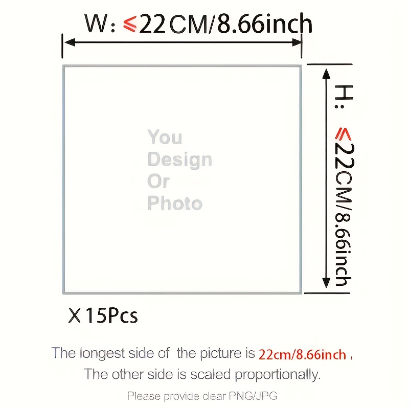 TEMU 15pcshigh Quality Customized Photo Text Heat Transfer Stickers - Personalized Canvas Suitable For T-shirts, Clothing, Pillows - No Equipment