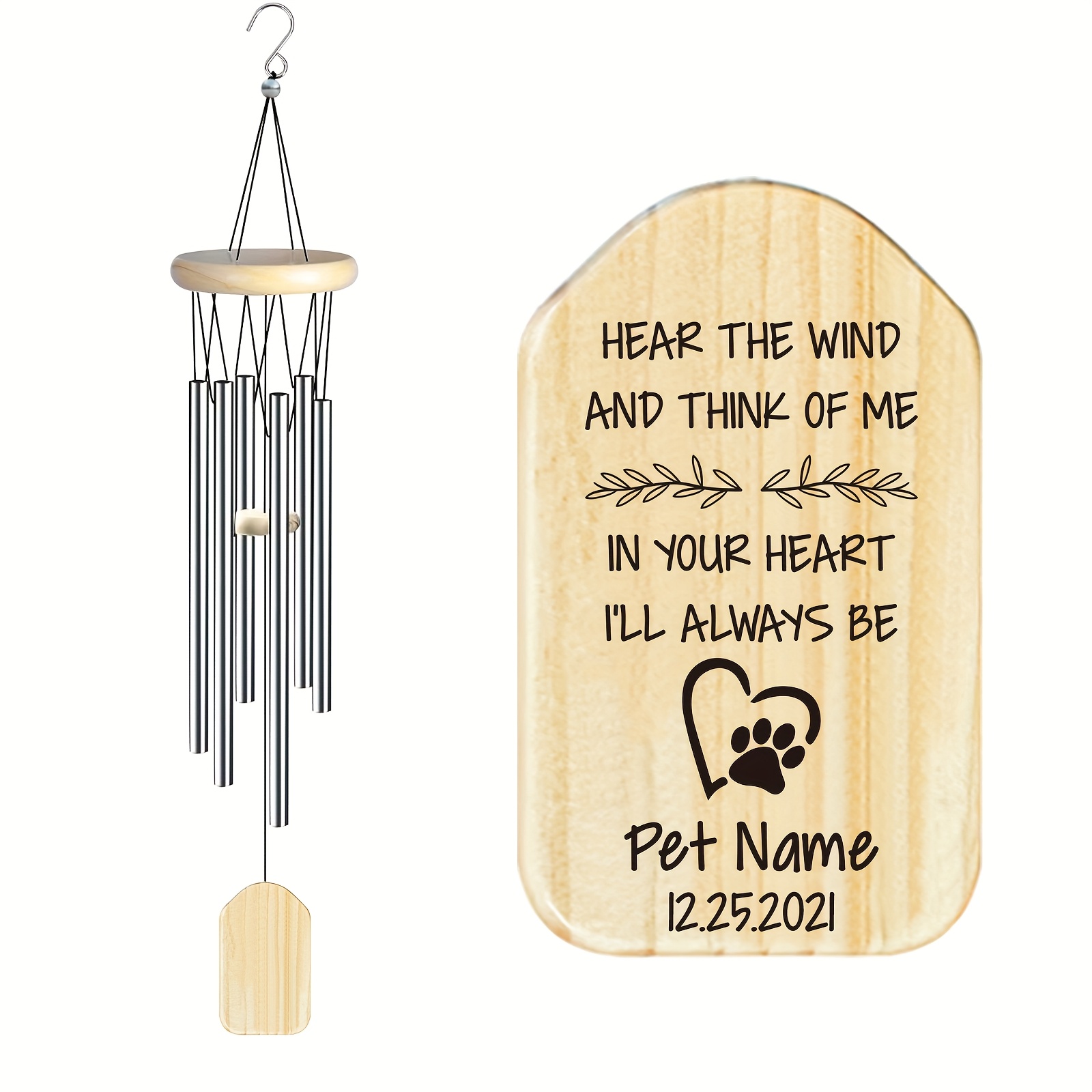 Personalized Pet Memorial Wind Chime with Custom Name