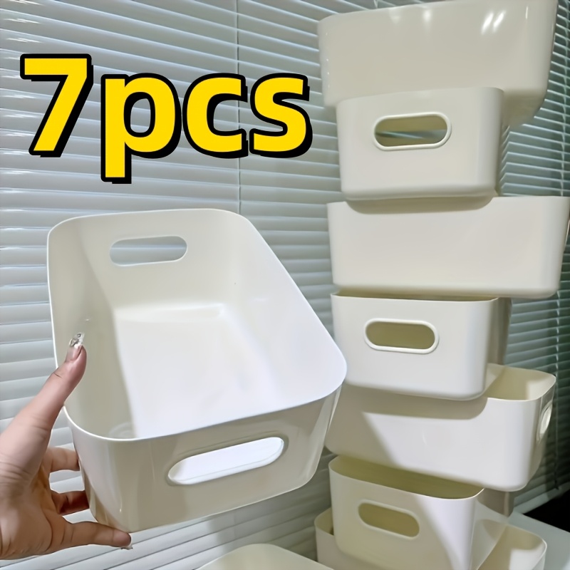 TEMU 7pcs Cosmetic Storage Boxes, Desktop Clutter Organizer, Closet Underwear Container, Home Goods, Storage Bins, Kitchen Bathroom Bedroom Desk,