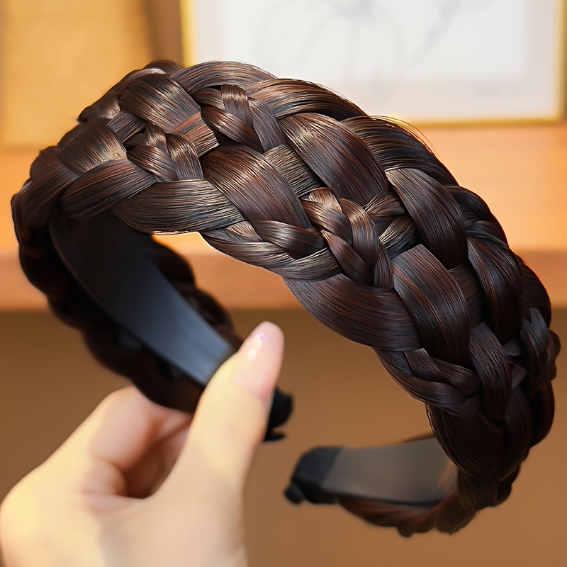 2024 new style braided headband hair extension black thick Temu