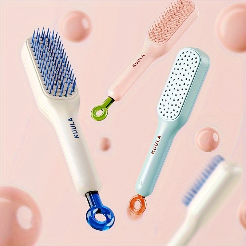 

1pc Self Cleaning Hair Brush, Anti-static Massage Comb, Scalable Rotating Lifting Self Cleaning Hair Brush, Diy Hair Styling Tools