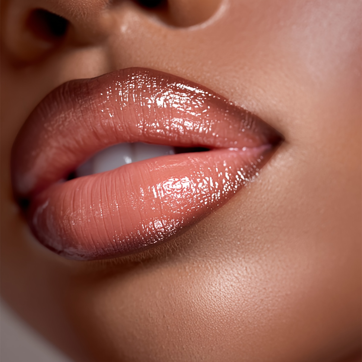 2pcs Natural Nude Lip Combo Set, Dark Brown Lip Liner with Glossy Nude Gloss, Shiny and Long Lasting