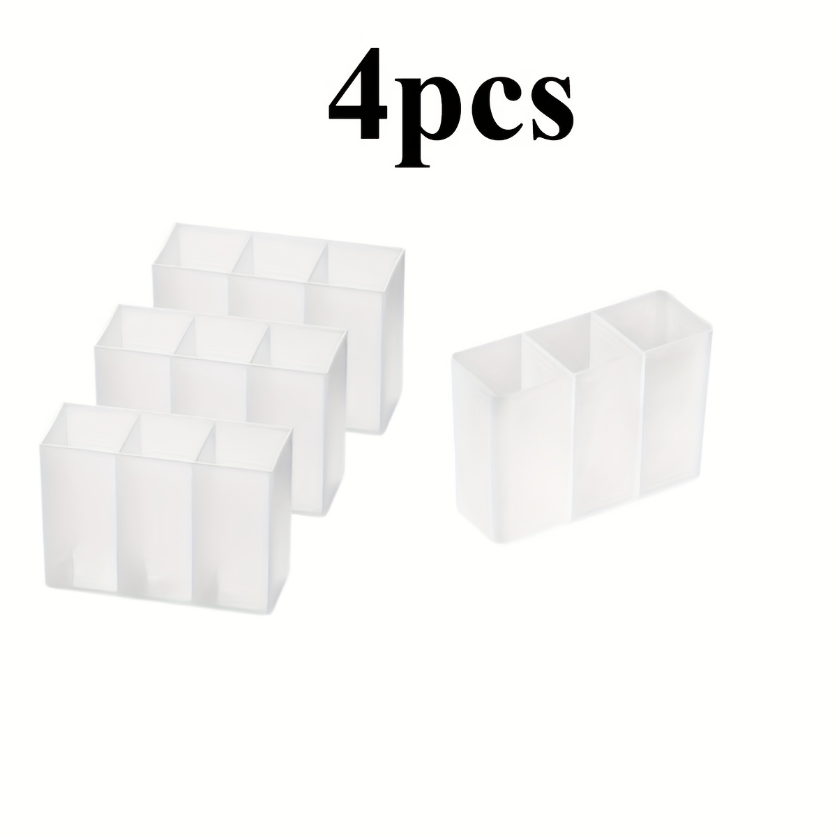 E-shop 4-teiliges Set Kosmetik-Organizer mit 3 Fächern, kein Bohren erforderlich, geeignet für Lippenstift, Lidschattenpinsel, Schmuckclips, Stifte und