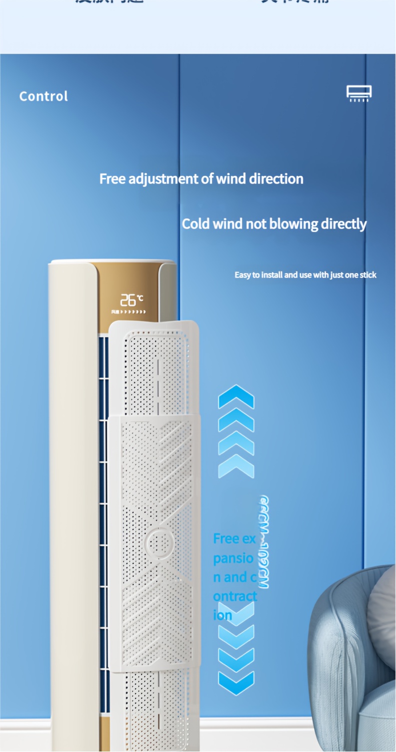 portable air conditioner modern expandable vertical air conditioner windshield sleek white golden retractable thickened design for direct blow protection no power required   stylish living rooms air conditioner portable details 2