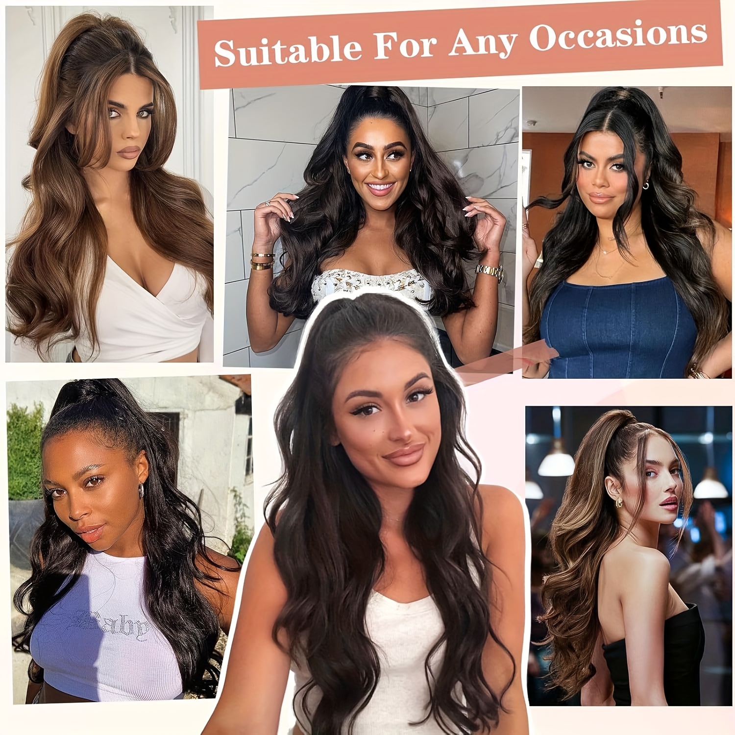 ponytail extension clip 18 inch wavy ponytail clip in long hair accessory natural wavy ponytail hairpiece suitable for     christmas and   holidays ideal for daily use for women and girls details 0