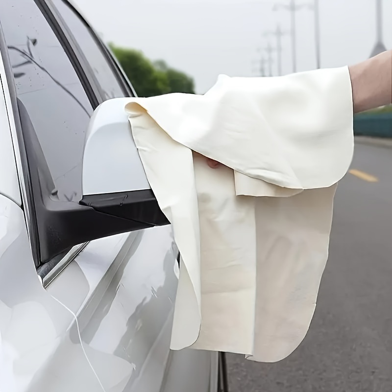 

Ultra-absorbent White Deerskin Car Towel - Large, Soft & Durable For Quick Cleaning, No Lint Or Marks, Ideal For Cars, Glass & Home Use