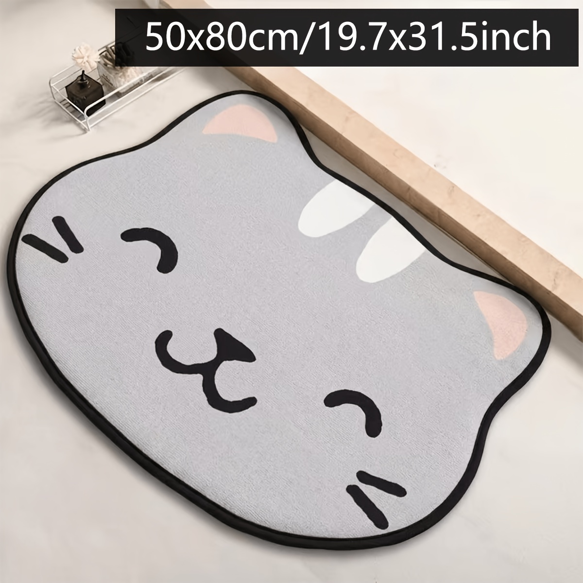Image of Irregular Cartoon Flannel Recording Studio Thickened Fluffy Bathroom Absorbent Mat Shower Room Anti-slip Mat Toilet Bedroom Door Mat