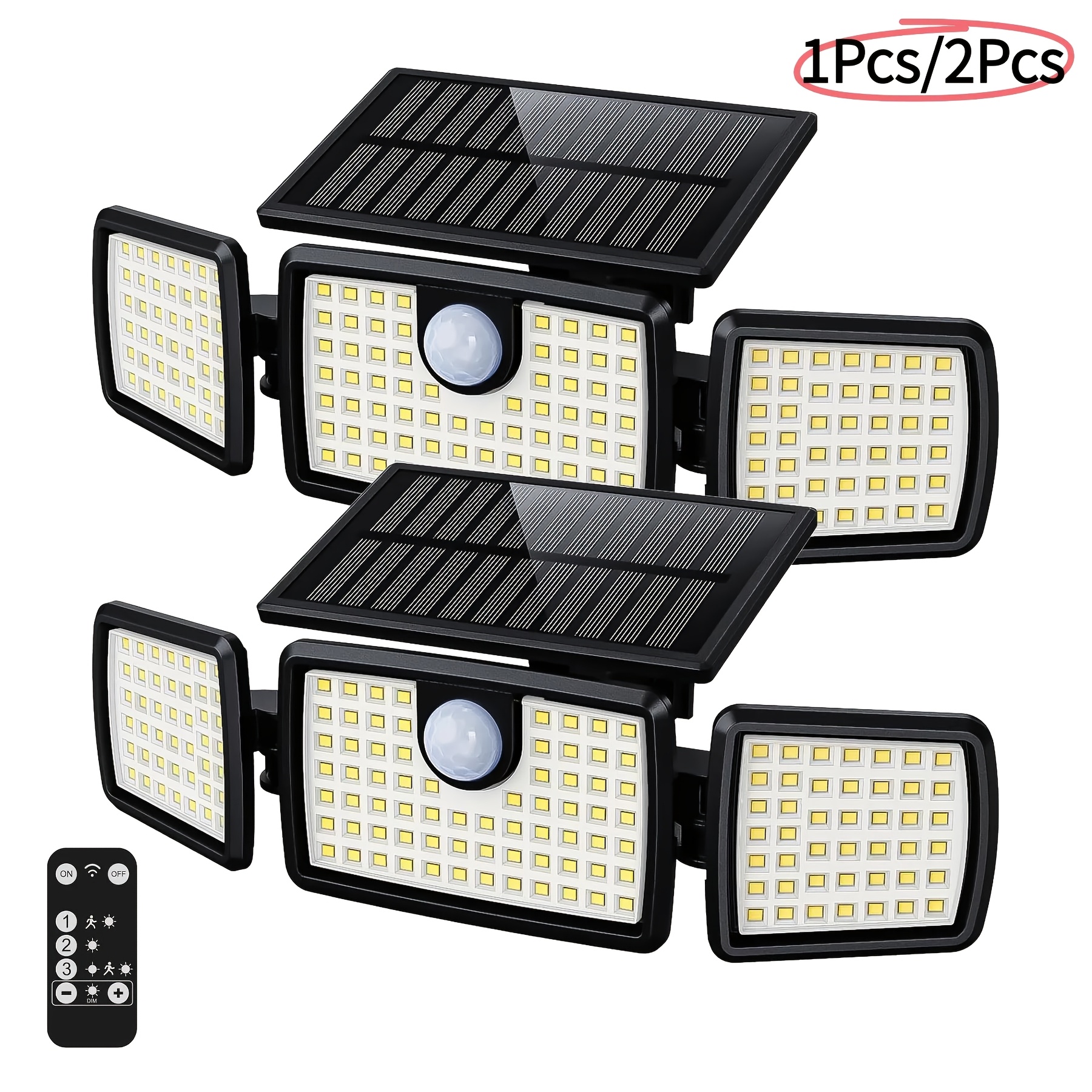 2-Pack 2500LM Solar Outdoor Lights – 3-Head Motion Sensor Security Lights with 270° Wide Angle, IP65 Waterproof, 3 Modes & Remote Control — Zaynora Luxury Marketplace