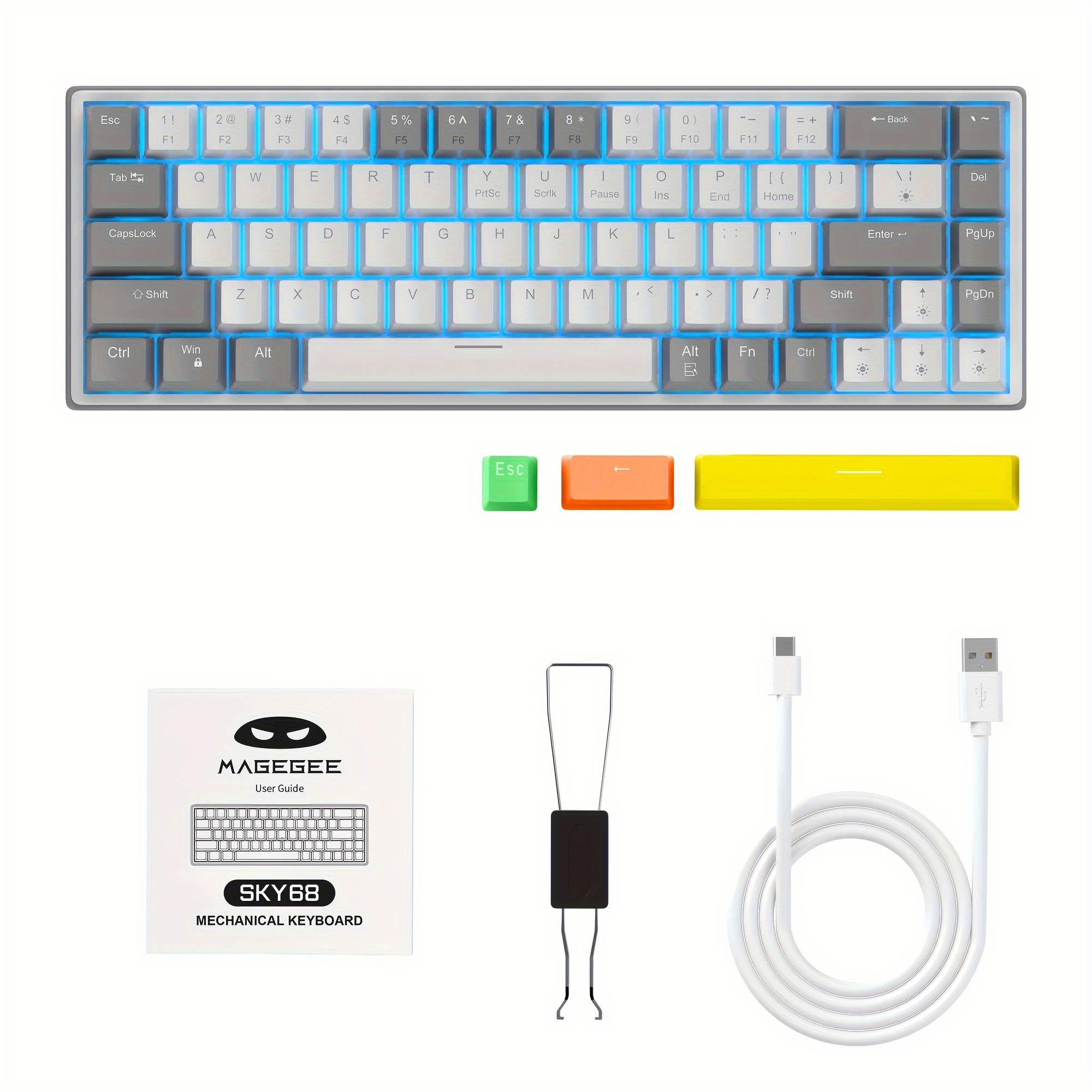 おテム 60% mechanical gaming keyboard 68 keys hot swappable - Temu