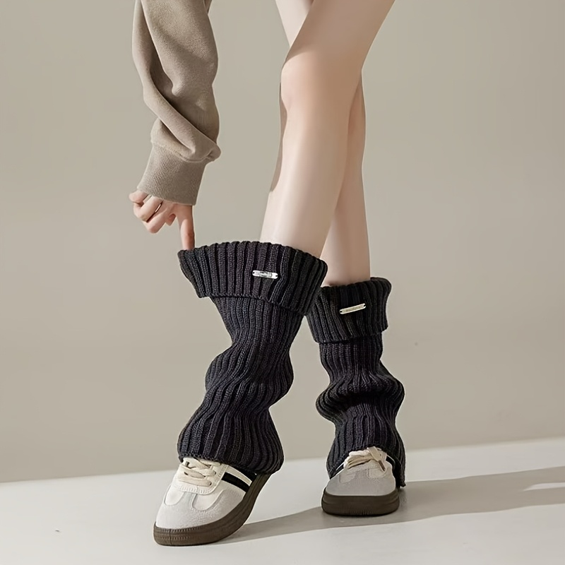 TEMU 1 paar patchwork beenwarmers, veelzijdige slouch sokken, warme beenwarmers voor dames