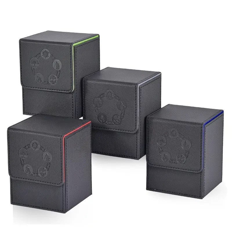4 Pack Card Deck Box for MTG Card | Copyrighted Design, Fits 100+ Single Sleeved Cards, Magnetic Closure Faux Leather Card Box for TCG Cards 4 Pack Card Deck Box for MTG Card | Copyrighted Design, Fits 100+ Single Sleeved Cards, Magnetic Closure Faux Leather Card Box for TCG Cards