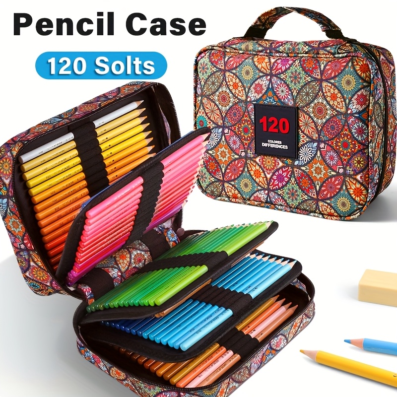 

1pc Case 120 Slots, Large Capacity Pen Pencil Case, Gel Pens Organizer Zipper Carrying Portable Suitable For Adults, Painters, And Art Lovers