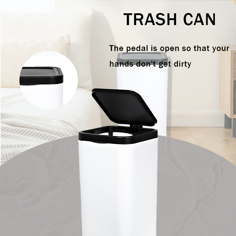 

Heavy Duty 2.6 Gallon Trash Can, Plastic Pedal Bathroom Trash Can