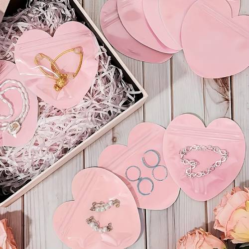 20pcs jewelry bags with heart cutouts elegant jewelry storage boxes with lid like top secure closure for necklaces earrings bracelets ideal gift wrapping for weddings birthdays valentines day christmas