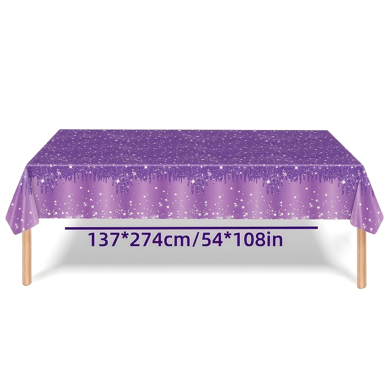 TEMU 1 Purple Party Tablecloth, Birthday Theme Party Decoration Rectangular Tablecloth 54x108 Inches