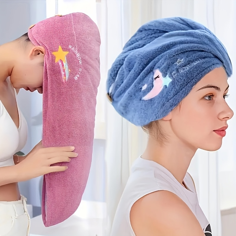 

1pc Quick-dry Microfiber Hair Towel Wrap - Fleece, Absorbent Bath Cap, Ultra-absorbent Hair Drying Turban, Embroidered, Formaldehyde-free, Fragrance-free, Portable Design