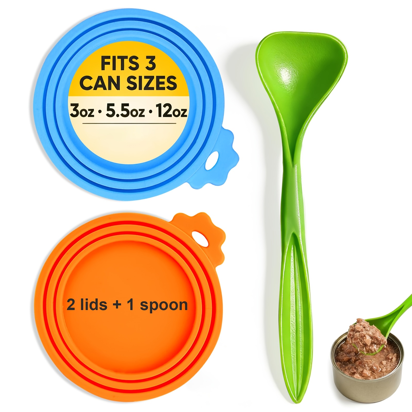 TEMU Pet Food Can Covers 2-pack, Thick Silicone Universal Can Lids For Food, Fits 3oz/5.5oz/12oz, Airtight Seal, Durable And Dishwasher Safe, With